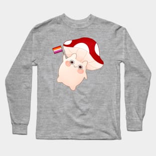 dancing and waving mushroom with lesbian pride flag Long Sleeve T-Shirt